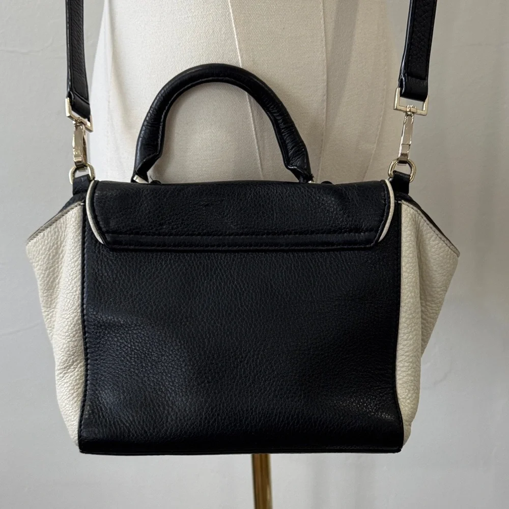 Kate Spade New York Black & White Leather Crossbody / Top Handle Bag - Picture 3 of 10